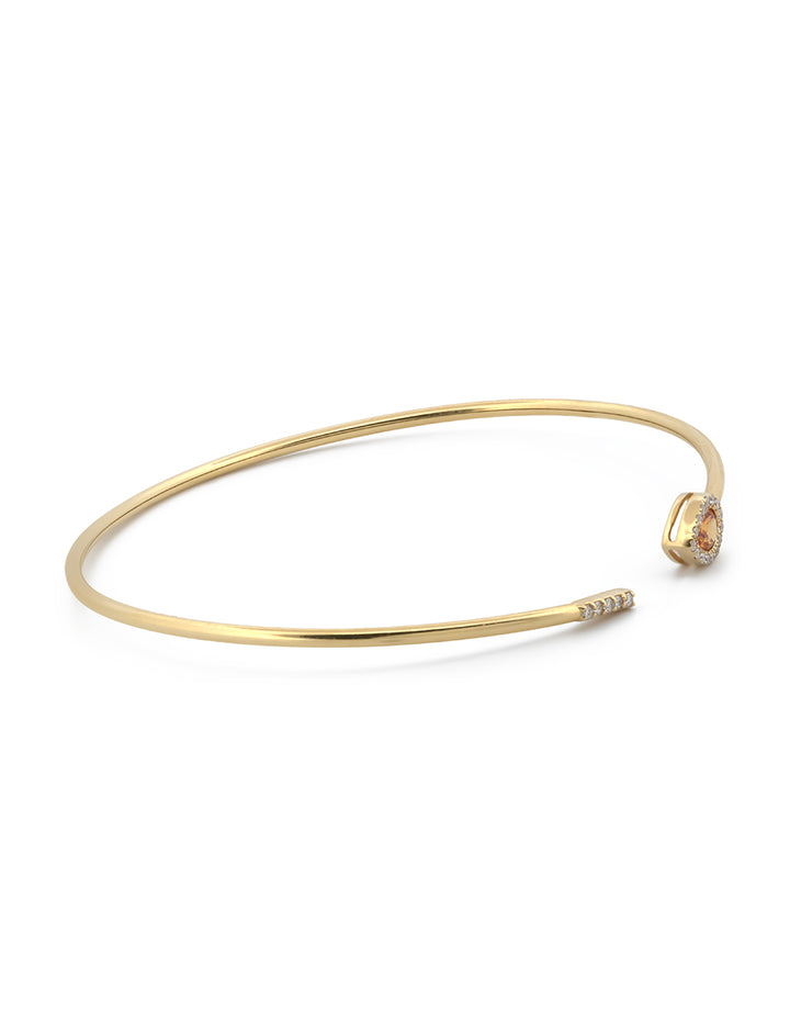 Pulsera Aro Zafiro Naranja Diamantes Naturales Oro Sólido 18k