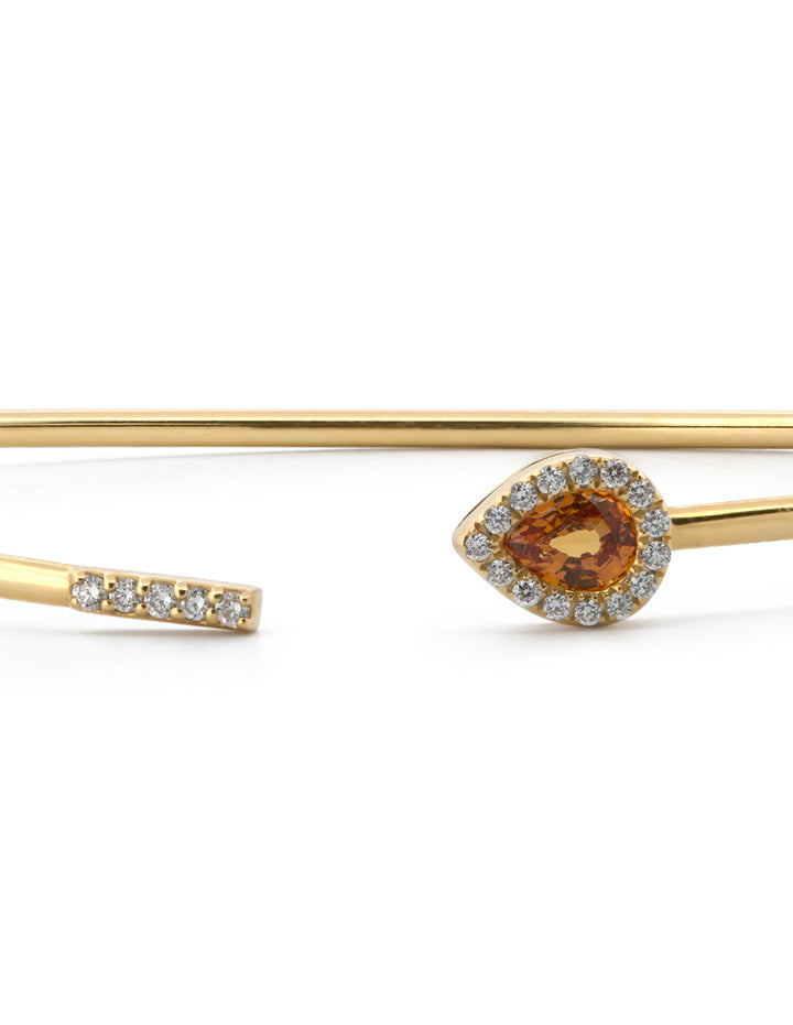 Pulsera Aro Zafiro Naranja Diamantes Naturales Oro Sólido 18k