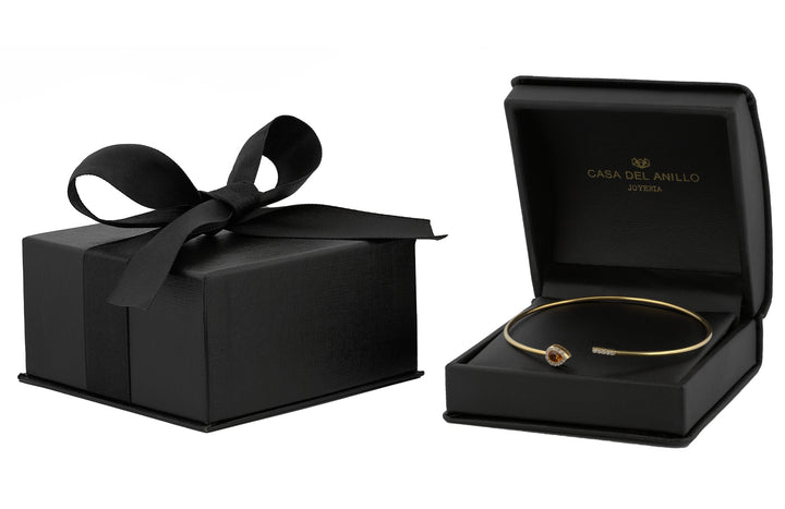 Pulsera Aro Zafiro Naranja Diamantes Naturales Oro Sólido 18k