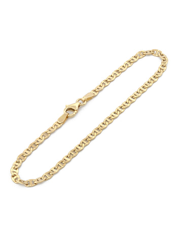 Pulsera Tejido Grano 3mm Oro Amarillo 18.5 cm Solido 10k