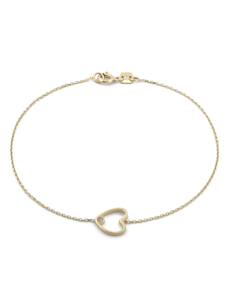 Pulsera Corazón Zirconia Oro Sólido 10k