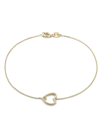 Pulsera Corazón Zirconia Oro Sólido 10k