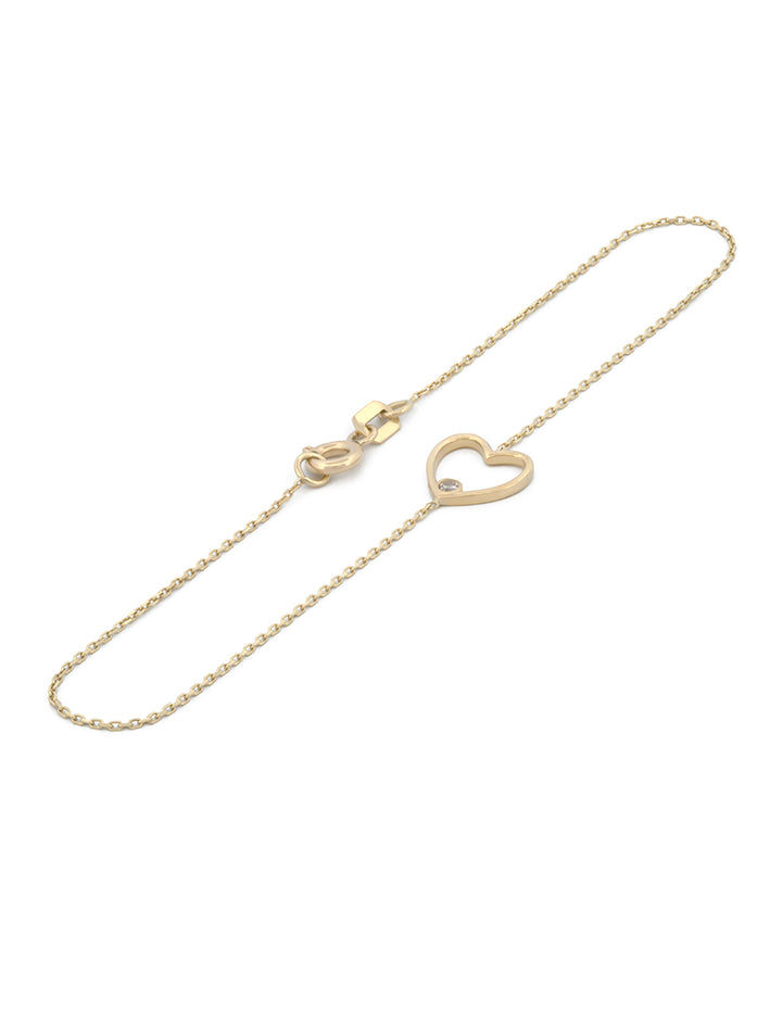 Pulsera Corazón Zirconia Oro Sólido 10k