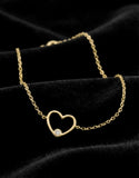 Pulsera Corazón Zirconia Oro Sólido 10k