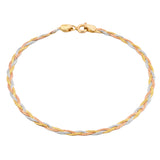 Pulso Trenza 3 Oros Sólido 14k