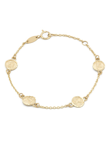 Pulsera Querubines Oro Sólido 14k 13.5 cm