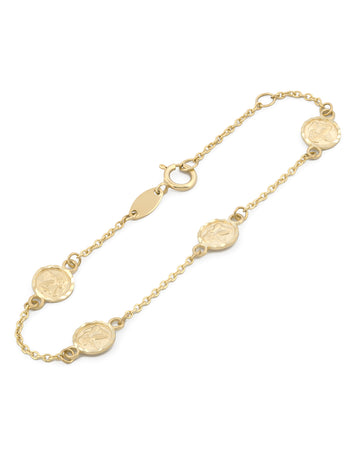 Pulsera Querubines Oro Sólido 14k 13.5 cm
