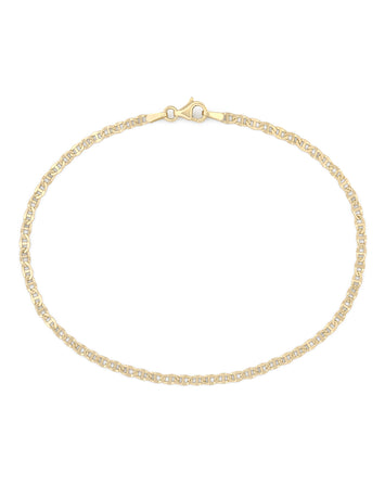 Pulsera Tejido Grano 2.5 mm  21 cm Oro Amarillo Sólido 10k