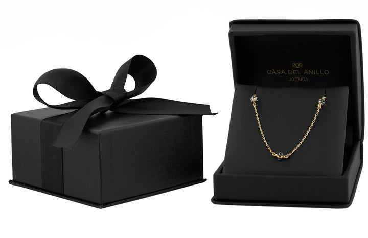 Pulsera Tobillera Ojitos Oro Sólido 10k