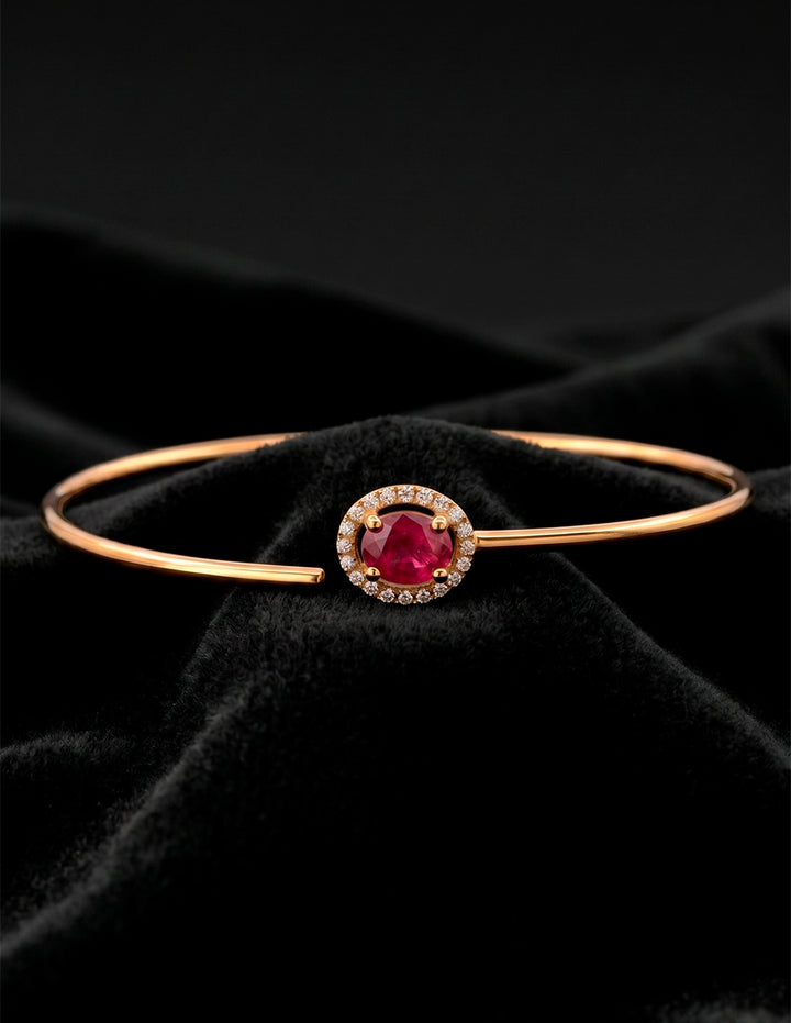 Pulsera Aro Rubí Diamantes Naturales Oro Sólido 18k