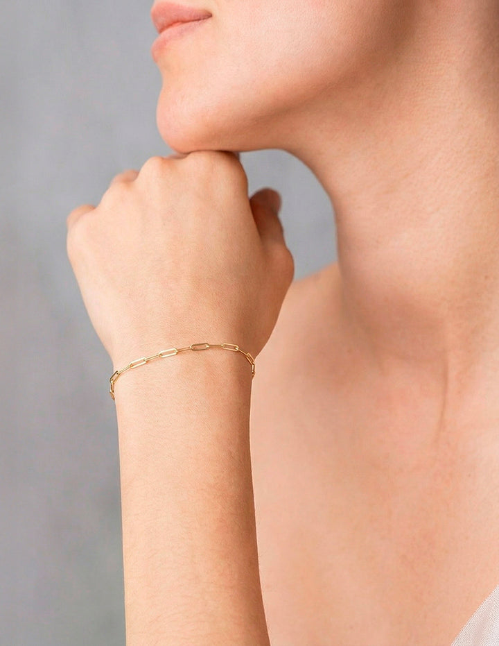 Pulsera Clip 5 por 2 mm Oro Solido 17 cm 10k
