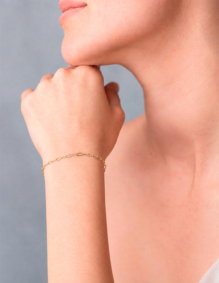 Pulsera Clip 2 por 4 mm 18 cm Oro Solido 10k