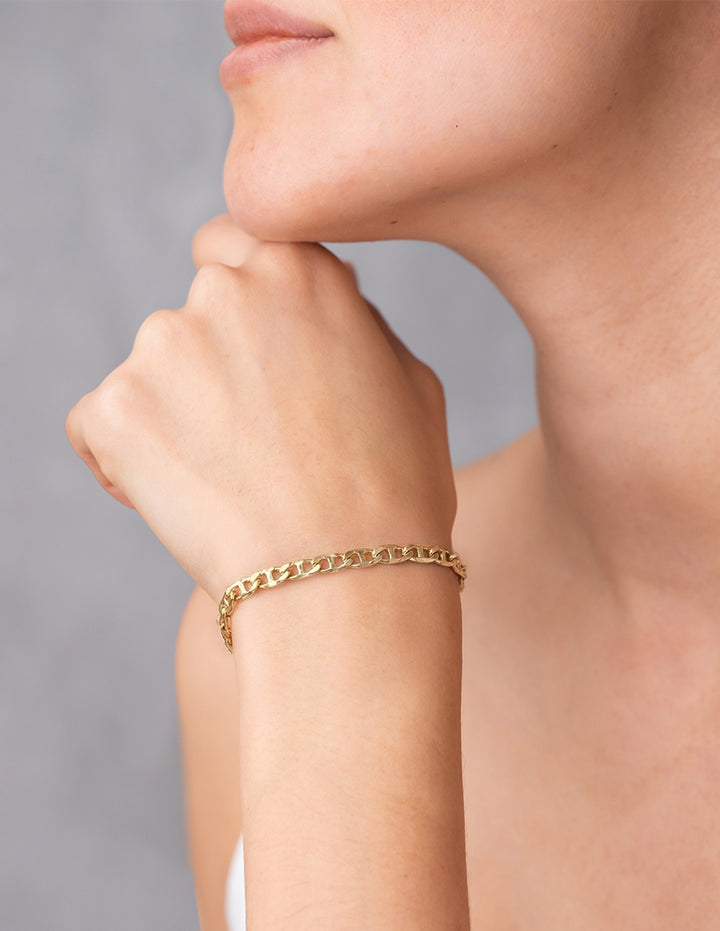 Pulsera Tejido Grano 2.5 mm 18.5 cm Oro Amarillo Sólido 10k