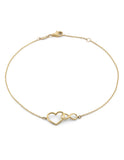 Pulsera Tobillera Corazon e Infinito Enlazados Oro Sólido 10k