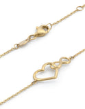 Pulsera Tobillera Corazon e Infinito Enlazados Oro Sólido 10k