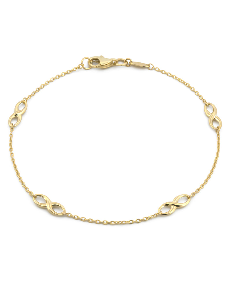 Pulsera Infinitos Lisos Oro Solido 10k