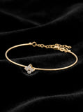 Pulsera Aro Flor Diamantes Naturales Oro Sólido 14k