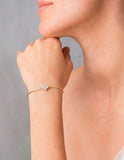 Pulsera Aro Flor Diamantes Naturales Oro Sólido 14k