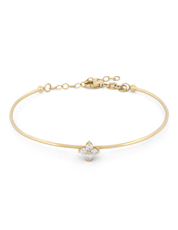 Pulsera Aro Flor Diamantes Naturales Oro Sólido 14k