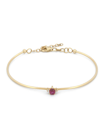 Pulsera Aro Rubi y Diamantes Naturales Oro Sólido 14k