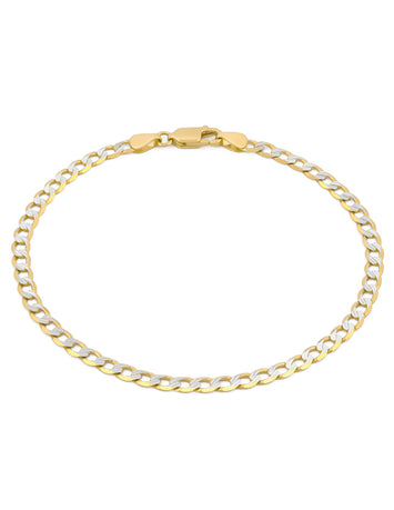 Pulso Barbada Diamantada 4 mm 19 cm Oro Sólido 14k