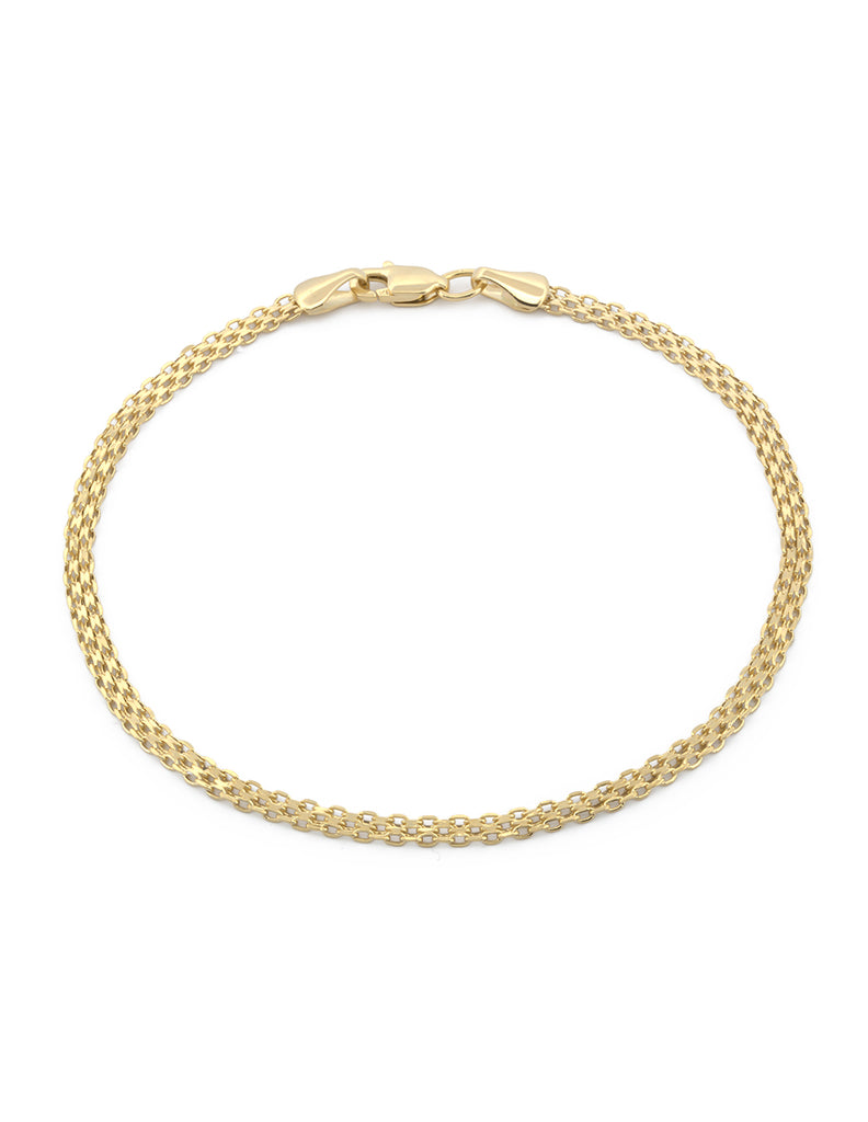 Pulso Tejido Rolos Oro Sólido 14k