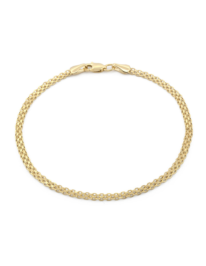 Pulso Tejido Rolos Oro Sólido 14k