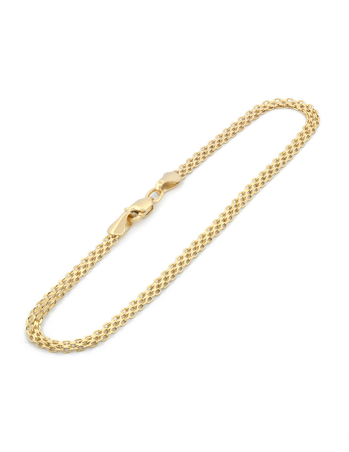 Pulso Tejido Rolos Oro Sólido 14k