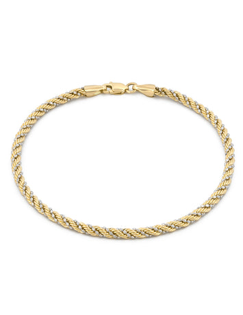 Pulso Torzal Puntos 2 mm 2 Oros Sólido 14k