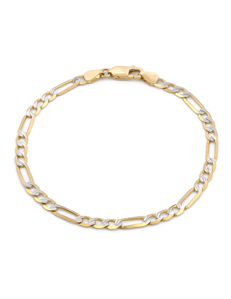 Pulso Figaro Diamantado 4 mm 18.5 cm Oro Sólido 14k