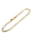 Pulso Figaro Diamantado 4 mm 18.5 cm Oro Sólido 14k