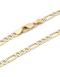 Pulso Figaro Diamantado 4 mm 18.5 cm Oro Sólido 14k