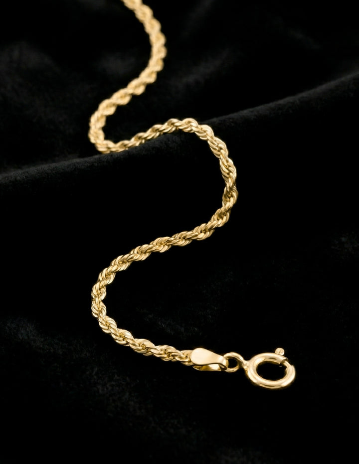 Pulso Torzal 1 mm 18.5 cm Oro Sólido 10k