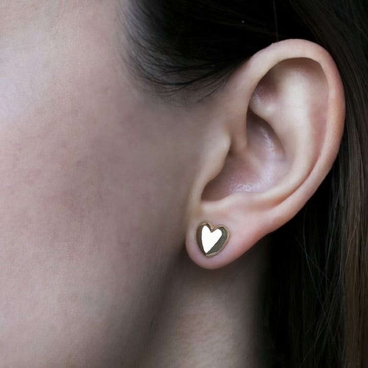 Hermosos Aretes Corazón Para Dama Oro Sólido 10k