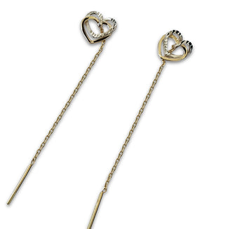 Aretes Corazón Violadores Dama Oro Solido 14k