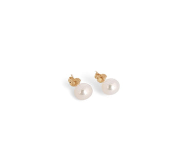 Aretes Perla Natural Cultivada 0.5 cm Para Dama Oro Sólido 14k