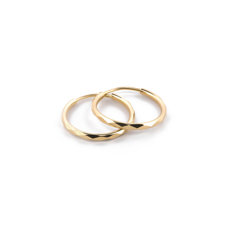 Arracadas Facetadas Oro Sólido  1.2 cm Oro Sólido 10K