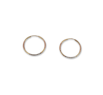 Arracadas Dama Facetadas Combinadas 2.7 cm 3 Oros Sólido 14k