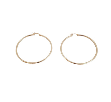 Hermosas Arracadas Lisas 3.0 Cm Oro Sólido 14k