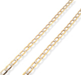 Cadena Barbada Inglesa Diamantada 3 mm Oro Italiano Sólido 10k 55 cm