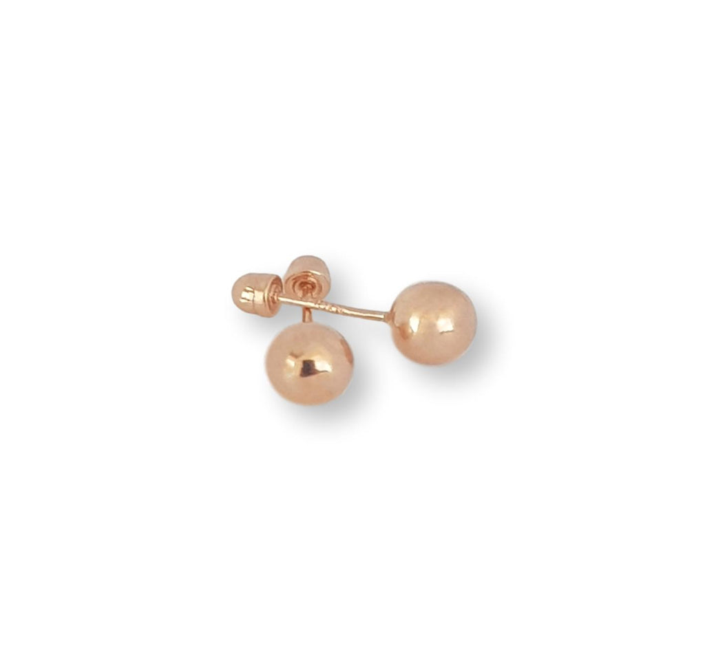 Hermosos Aretes Broqueles De Bola 4 mm Para Niña Oro Sólido Rosa 10k