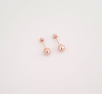 Broquel Bebé Bola 3mm Oro Sólido Rosa 10k