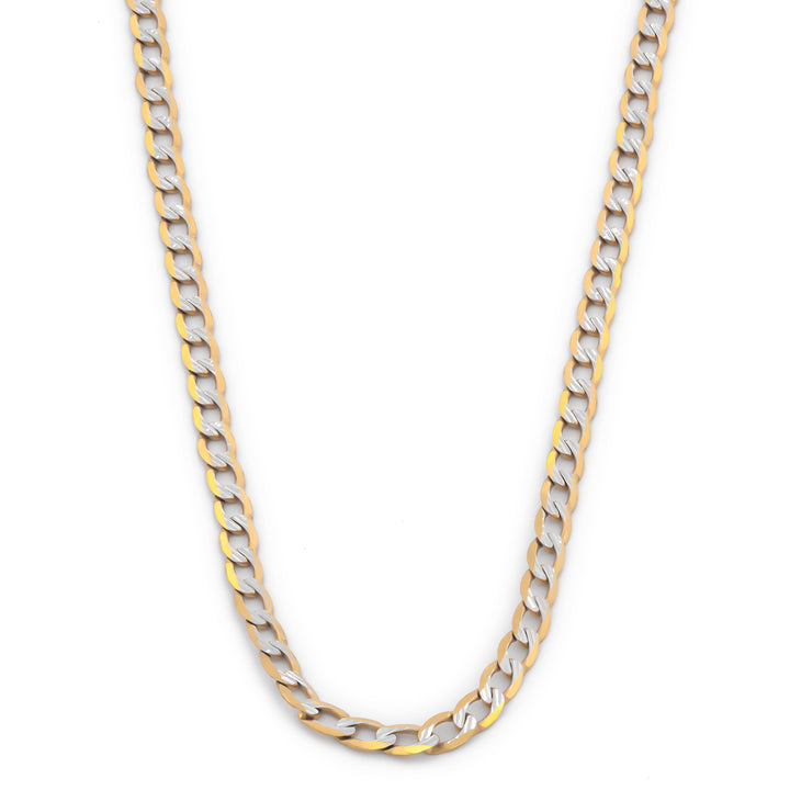 Cadena Barbada Diamantada Oro Italiano Sólido 10k 50 cm