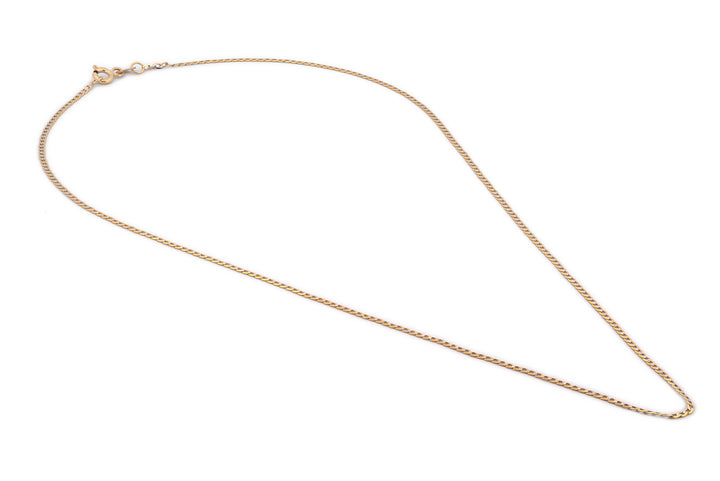 Cadena Barbada Diamantada Oro Italiano Sólido 10k 45 cm