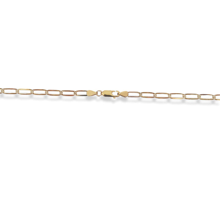 Cadena Barbada Inglesa Diamantada 4 Mm Oro Sólido 10k 60 cm