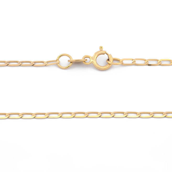 Cadena Barbada Inglesa 1.5 Mm Oro Sólido 14k 45 Cm