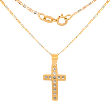 Cadena Con Dije Cruz Chica 1.5 cm Oro Sólido 10k