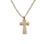 Cadena Cruz Contorno Mediana 2.1 cm Oro 10k Sólido