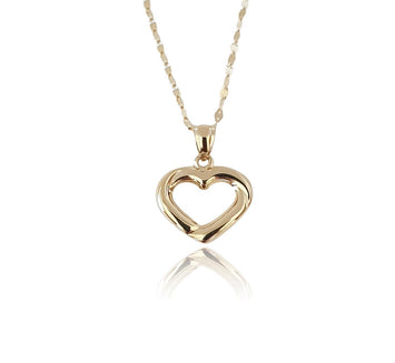 Hermosa Cadena Gargantilla Dama Corazón Oro Sólido 14k