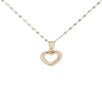Hermosa Cadena Gargantilla Dama Corazón Oro Sólido 14k